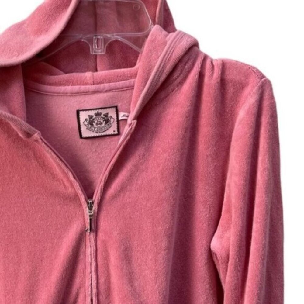Juicy Couture Vintage Y2K Hoodie Jacket Barbie French Terry Pocket Logo Velour M - Picture 7 of 16